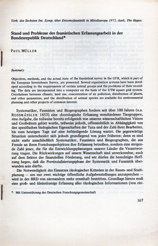 Müller,Paul  Stand der faunistischen Erfassungsarbeit in der Bundesrepublik 