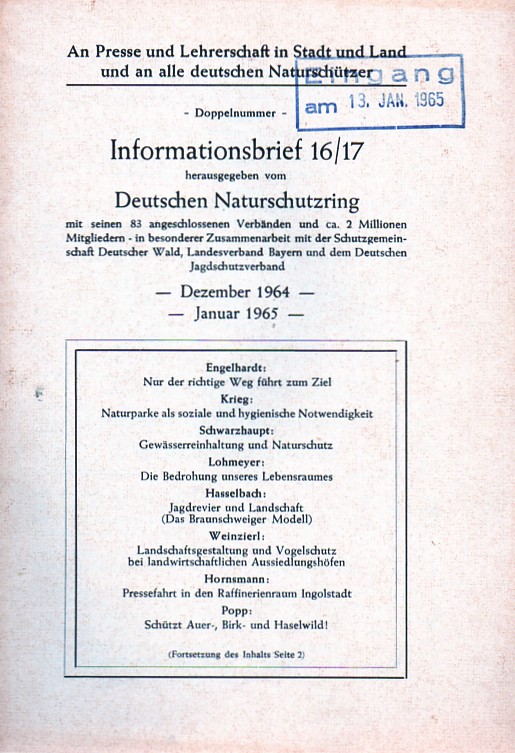 Deutscher Naturschutzring  Informationsbrief Nr. 16 / 17 