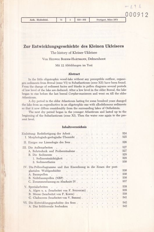 Boehm-Hartmann,Hedwig  Zur Entwicklung des Kleinen Ukleisees 
