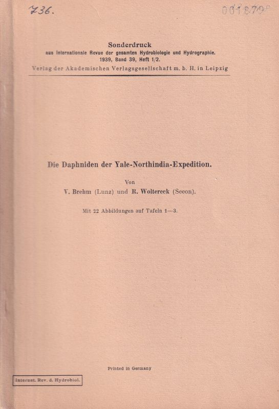 Brehm,V. und R.Woltereck  Die Daphniden der Yale-Northindia-Expedition 