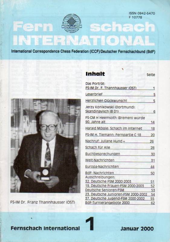 Fernschach International  Fernschach International Jahr 2000 Hefte 1 bis 12 (11 Hefte) 