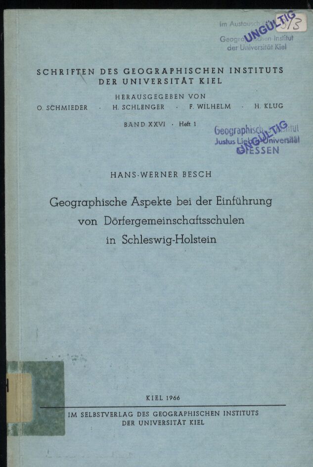 Besch,Hans-Werner  Geographische Aspekte bei der Einführung von 