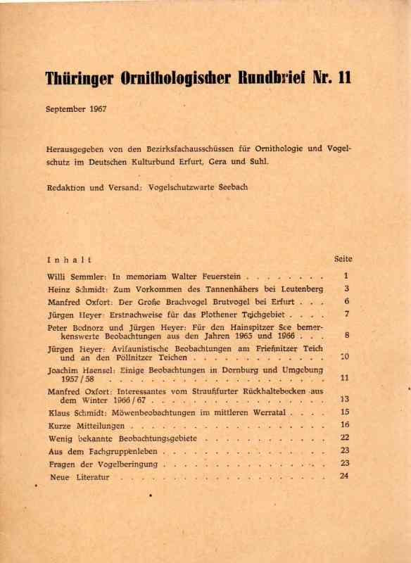 Thüringer Ornithologischer Rundbrief  Nr.11 
