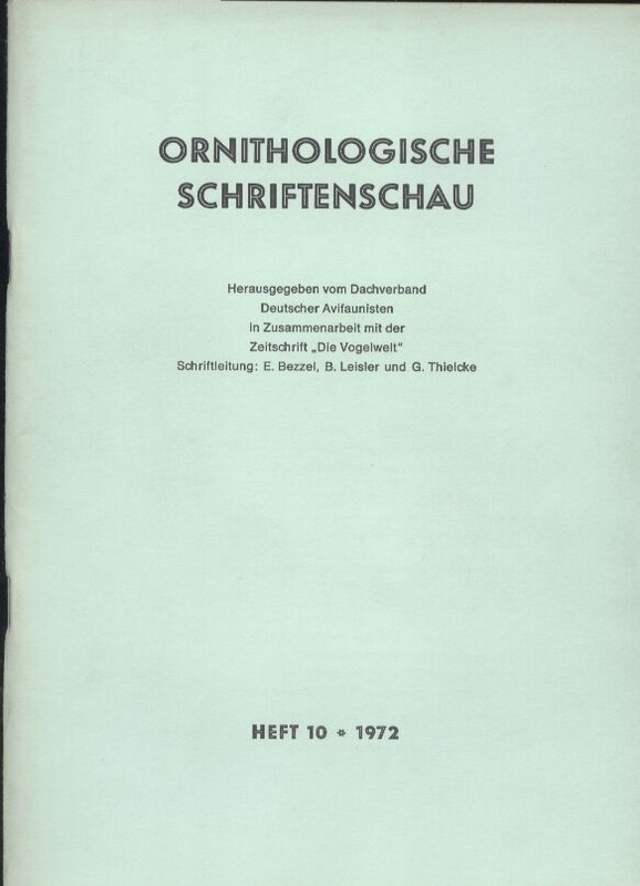 Ornithologische Schriftenschau  Jahrgang 1972. Heft  8-10 (3 Hefte) 