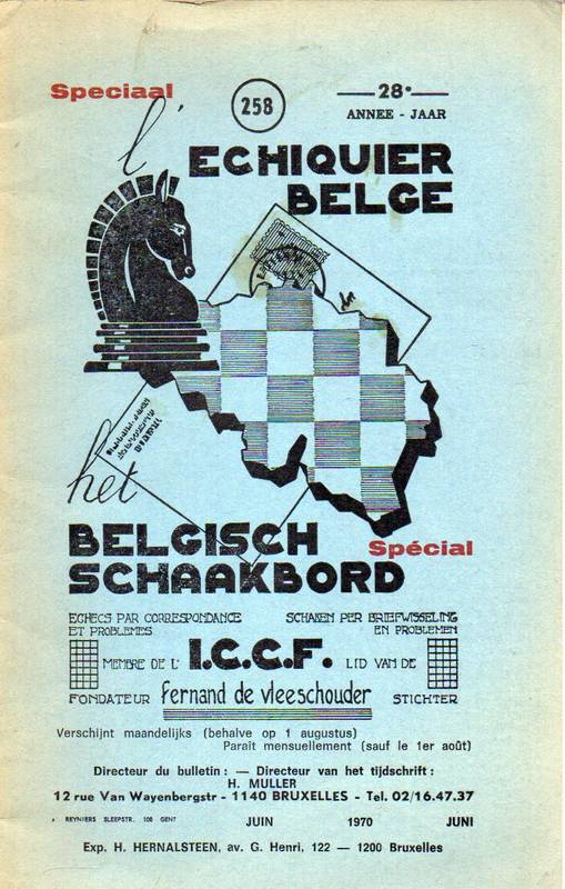 Het Belgisch Schaakbord  Bulletin 11 juni 1970(Special 258,Annee 28) 