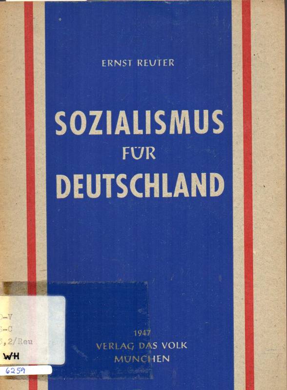 Reuter,Ernst  Sozialismus für Deutschland 