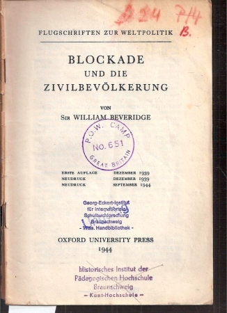 Beveridge,William  Blockade und die Zivilbevölkerung 