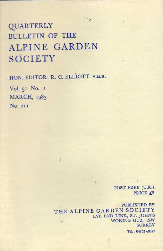 Alpine Garden Society  Quarterly Bulletin.Vol.51.1983.No.1 bis 4 (Nr.211 bis 214) 4 Hefte 