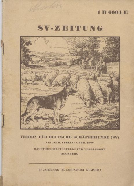 Verein für Deutsche Schäferhunde (SV)  SV-Zeitung.57.Jahrgang 1963.Heft 1,2,5 bis 11 (9 Hefte) 