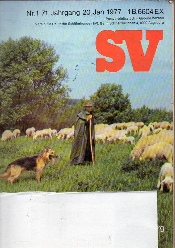 Verein für Deutsche Schäferhunde (SV)  SV-Zeitung 71.Jahrgang 1977 Heft 1 bis 12 (12 Hefte) 