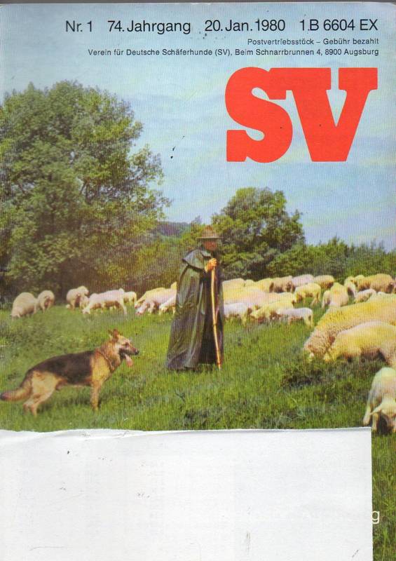 Verein für Deutsche Schäferhunde (SV)  SV-Zeitung 74.Jahrgang 1980 Heft 1 bis 12 (12 Hefte) 