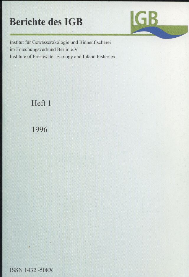 Berichte des IGB  Heft 1/1996: Ableitung einer Klassifikation für die Gewässergüte von 