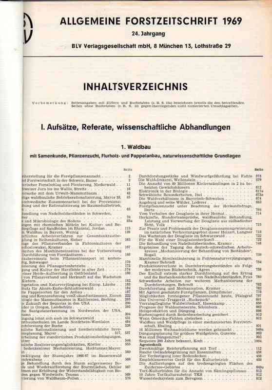 Forstzeitschrift, Allgemeine  Allgemeine Forstzeitschrift 1969 