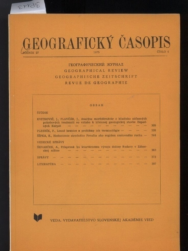 Geograficky Casopsis  Rocnik 27. 1975. Cislo 4 