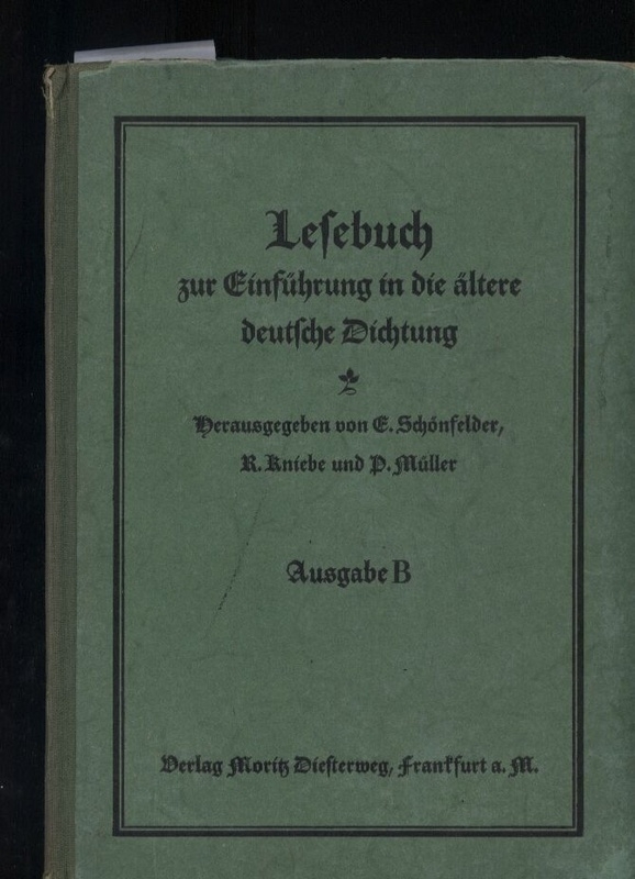 Schönfelder,E.+R.Kniebe+P.Müller  Lesebuch zur Einführung in die ältere deutsche Dichtung und 