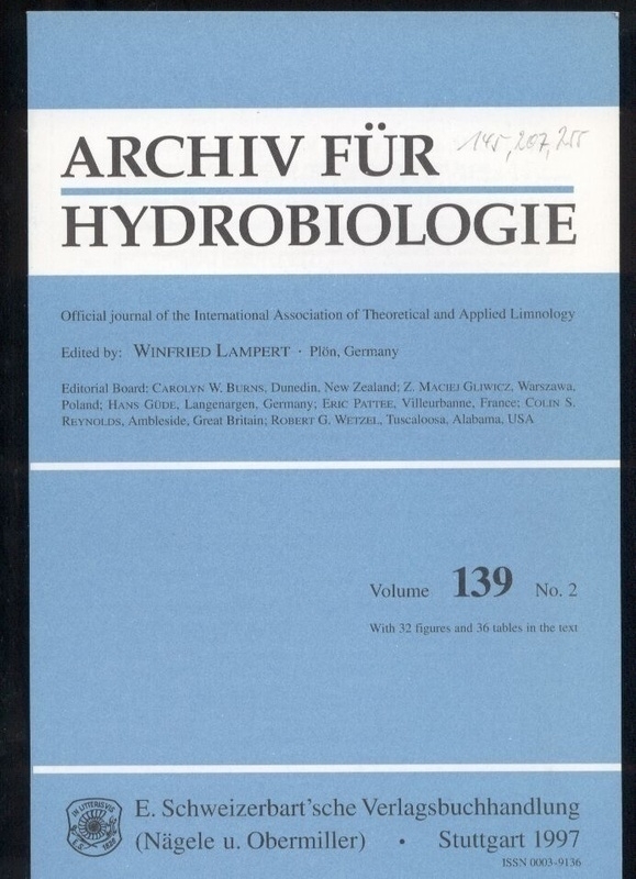Archiv für Hydrobiologie  Archiv für Hydrobiologie Vol. 139, No. 1-4 (4 Hefte) 