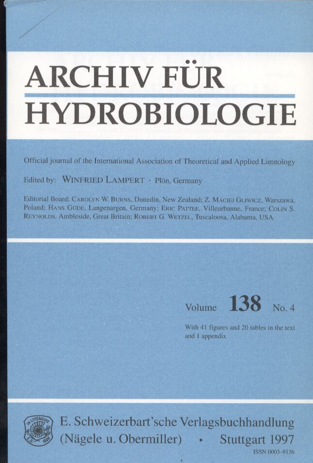 Archiv für Hydrobiologie  Vol. 138, No. 1-4 (4 Hefte) 