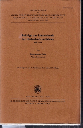 Elster,Hans-Joachim  Beiträge zur Limnochemie der Hochschwarzwaldseen Teil I-IV (1Band) 