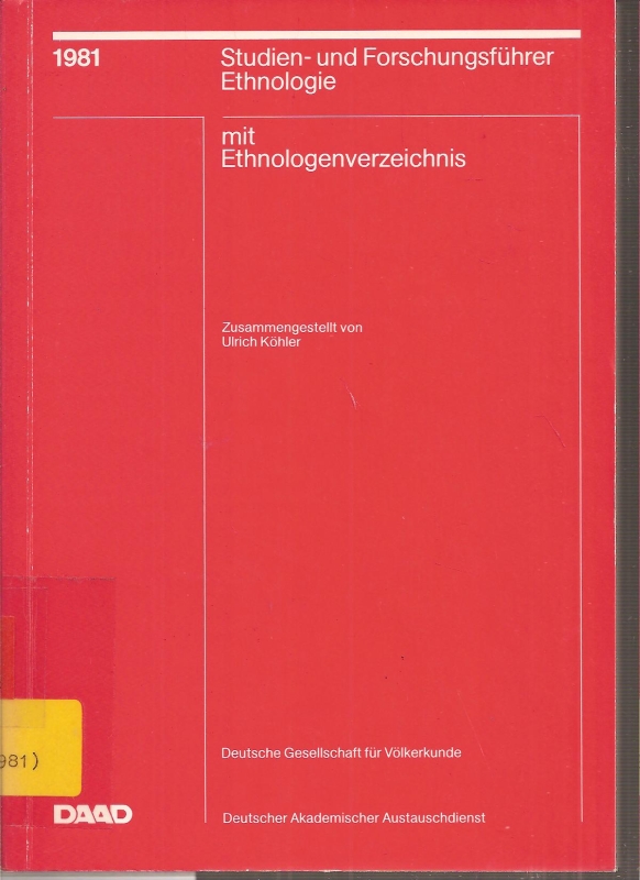Köhler,Ulrich  Studien- und Forschungsführer Ethnologie 1981 