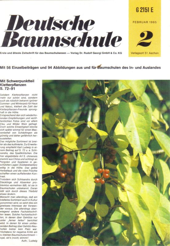 Deutsche Baumschule  Deutsche Baumschule 37.Jahrgang 1985 Heft Februar (1 Heft) 
