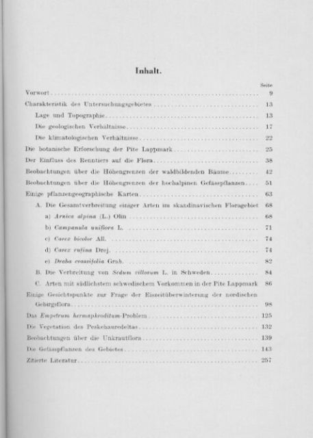 Arwidsson,Th.  Studien über die Gefässpflanzen in den Hochgebirgen der Pite Lappmark 