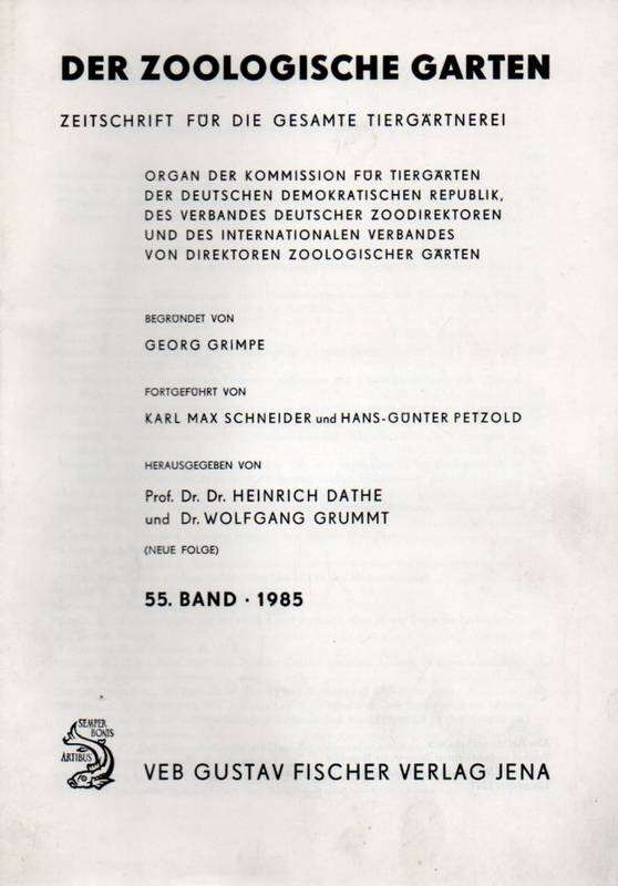 Der Zoologische Garten  Der Zoologische Garten 55.Band 1985 (Hefte 1-5/6 (4 Hefte) komplett 