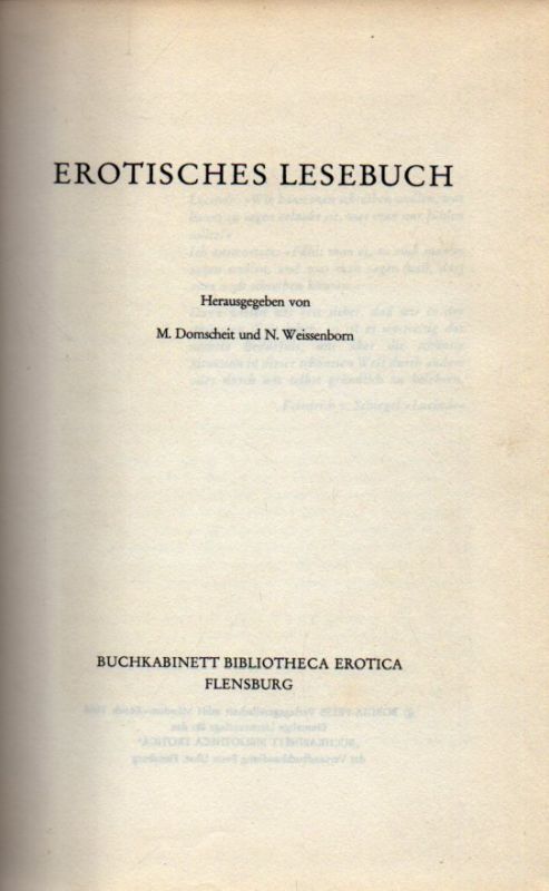 Domscheit,M. und N.Weissenborn (Hsg.)  Erotisches Lesebuch 