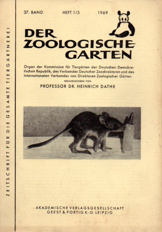 Der Zoologische Garten  Der Zoologische Garten 37.Band 1969 Heft 1/3 (1 Heft) 