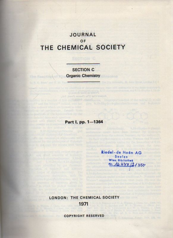 The Chemical Society  Section C Organic Chemistry Part I 