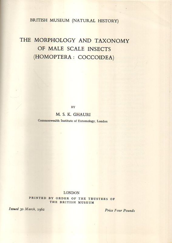 Ghauri,M.S.K.  The morphology and taxonomy of male scale insects (Homoptera 