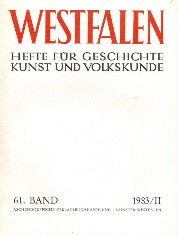 Westfalen  Westfalen 61.Band 1983 Hefte I und II (2 Hefte) 
