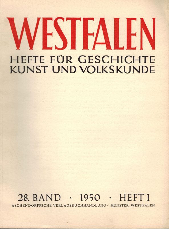 Westfalen  Westfalen 27. Band 1950 Hefte 1 und 2/3 (2 Hefte) 
