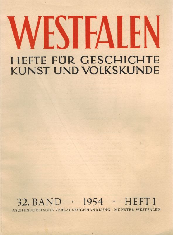 Westfalen  Westfalen 32. Band 1954 Hefte 1 und 2/3 (2 Hefte) 
