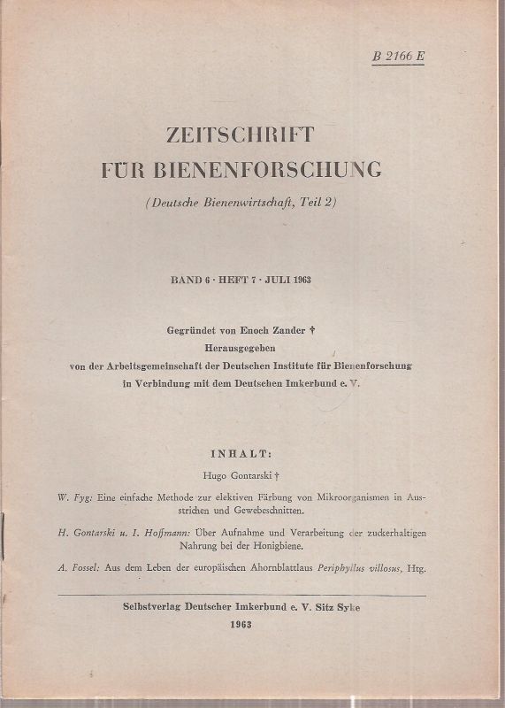 Zeitschrift für Bienenforschung  Zeitschrift für Bienenforschung Band 6 Heft 7 Juli 1963 