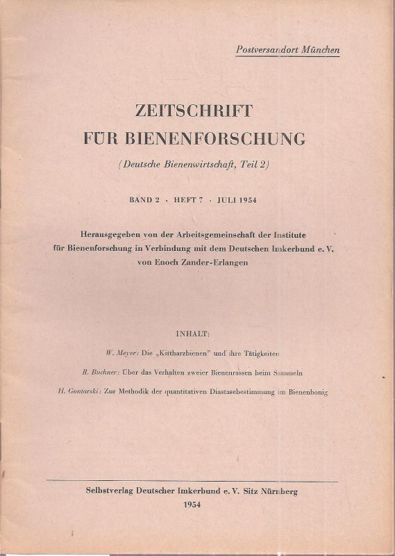 Zeitschrift für Bienenforschung  Zeitschrift für Bienenforschung Band 2 Heft 7 Juli 1954 