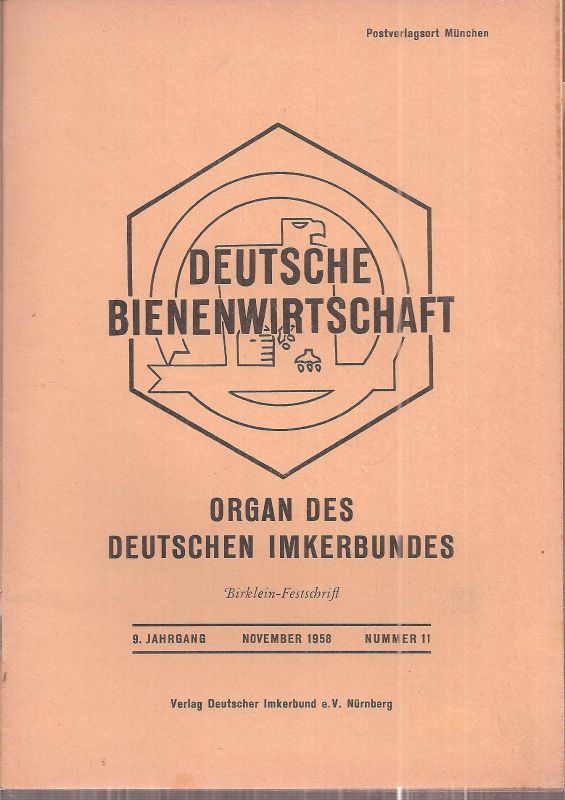 Deutsche Bienenwirtschaft  9.Jahrgang 1958 Heft 11 (1 Heft) 