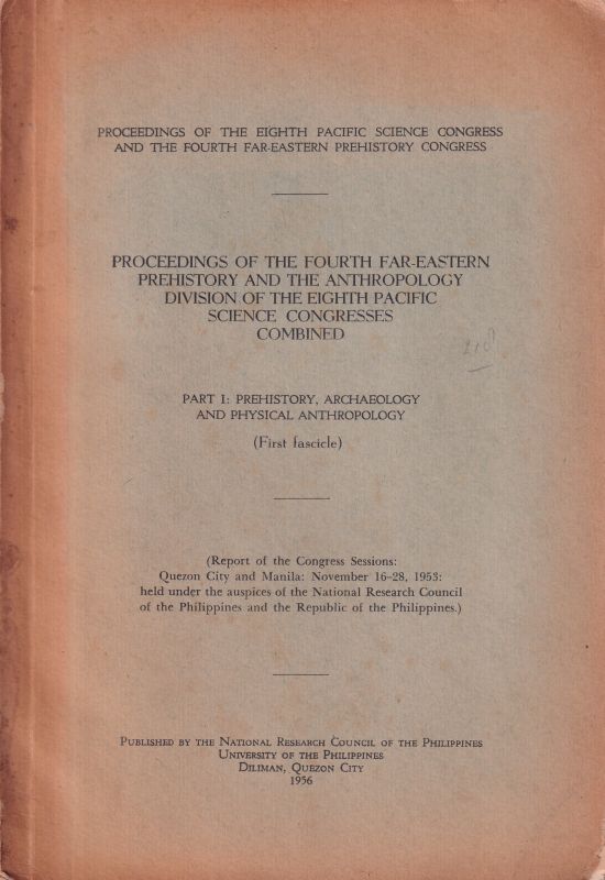 National Research Council of the Philippines  Proceedings of the Fourth Far-Eastern Prehistory and the Anthropology 