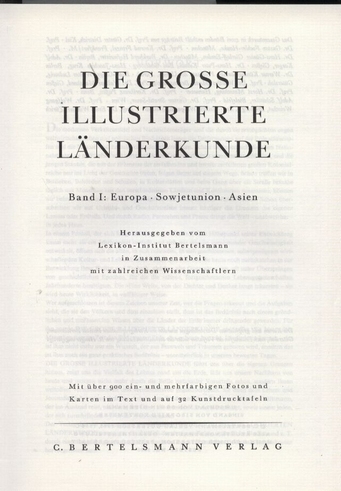 Lexikon-Institut Bertelsmann (Hsg.)  Die grosse illustrierte Länderkunde Band I und II (2 Bände) 