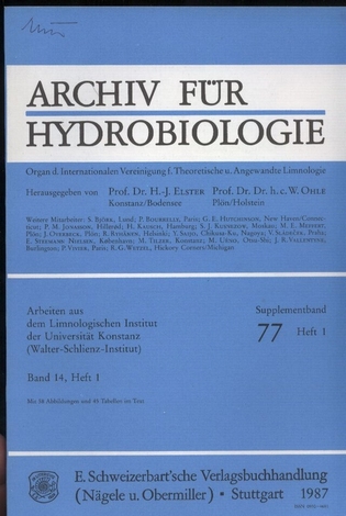 Archiv für Hydrobiologie  Supplementband 77,Jahr 1987,1988,1996,Hefte 1 bis 3/4 (3 Hefte) 