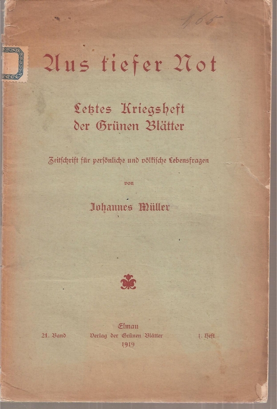 Müller,Johannes  Aus tiefer Not 
