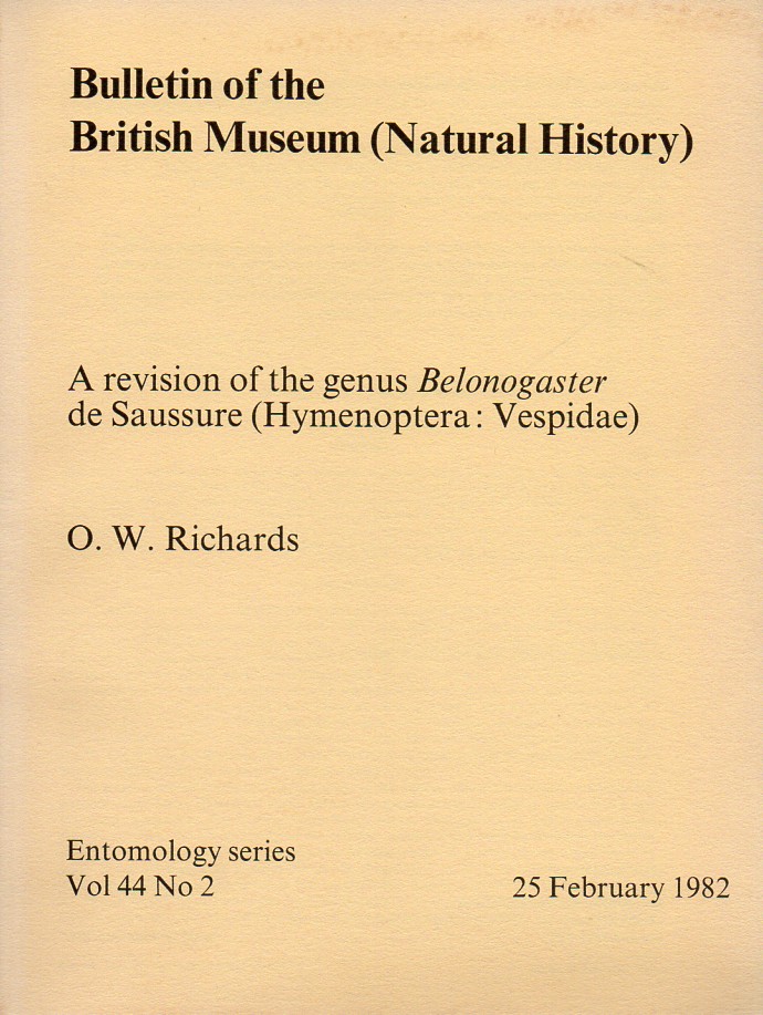 Richards,O.W.  A revision of the genus Belonogaster de Saussure (Hymenoptera 