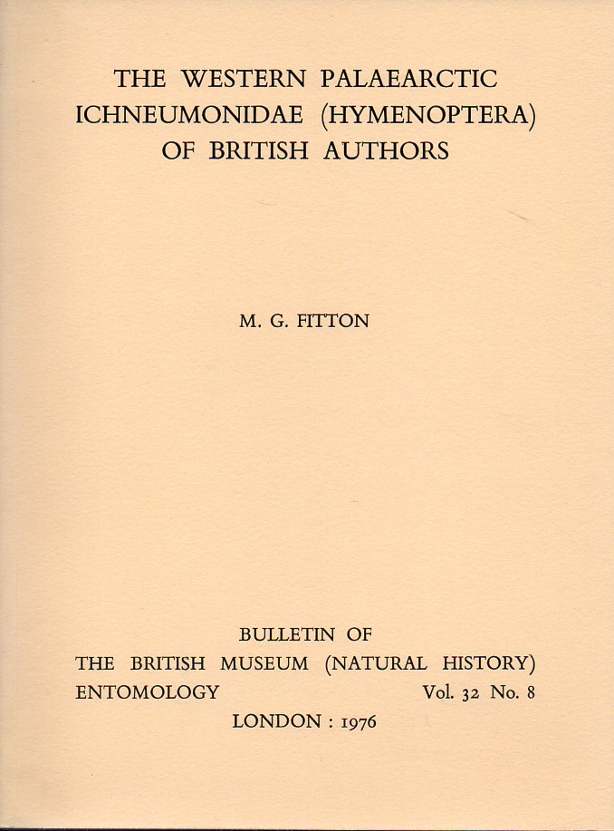 Fitton,M.G.  The Western Palaearctic Ichneumonidae (Hymenoptera) of British 