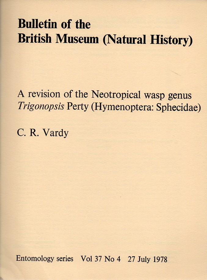 Vardy,C.R.  A revision of the Neotropical wasp genus Trigonopsis Perty 