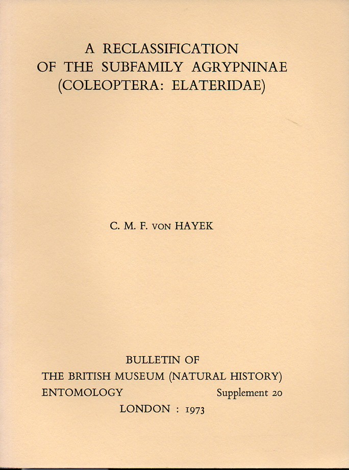 Hayek,C.M.F.von  A reclassification of the subfamily Agrypninae (Coleoptera 