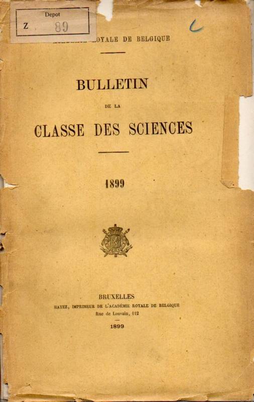 Academie Royale de Belgique  Bulletin de la Classe des Sciences 1899 