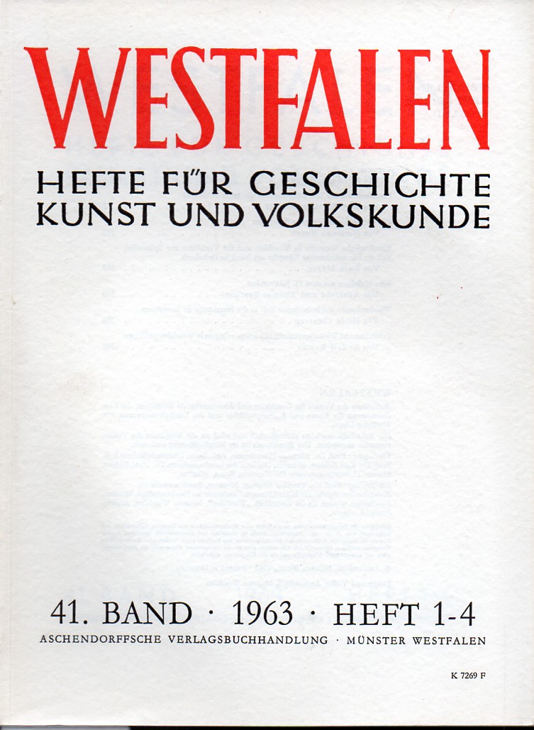 Westfalen  Westfalen 41.Band 1963 Hefte 1-4 (1 Band) 