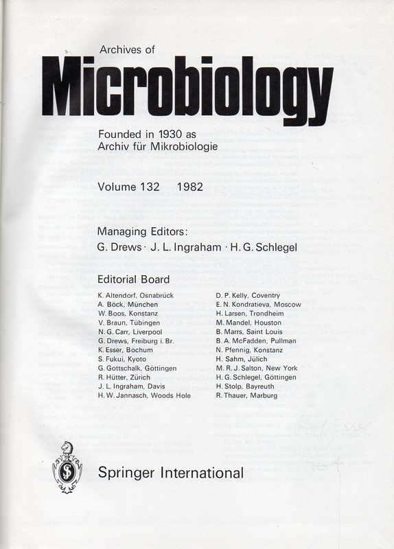 Archives of Microbiology  Archives of Microbiology Band 132 und Band 133,Jahr 1982 (1 Band) 