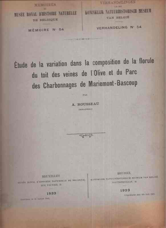 Rousseau,A.  Etude de la variation dans la composition de la florule du toit des 