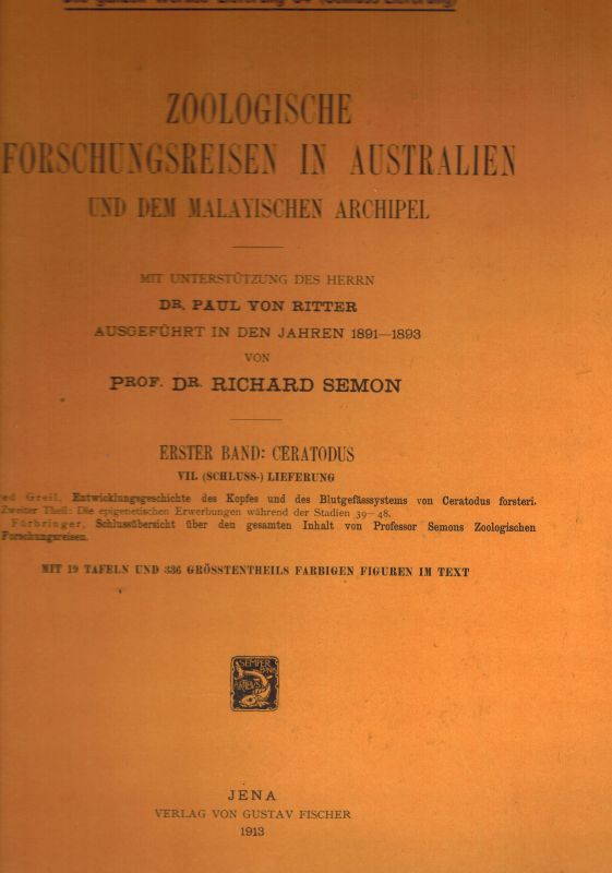 Semon,R.  Zoologische Forschungsreisen in Australien und dem Malayischen 