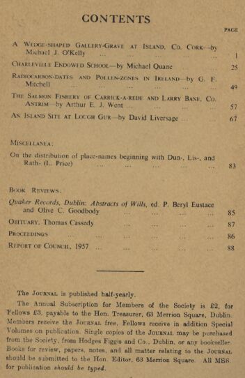 Royal Society of Antiquaries of Ireland  The Journal of the Royal Society of Antiquaries of Ireland 1958 